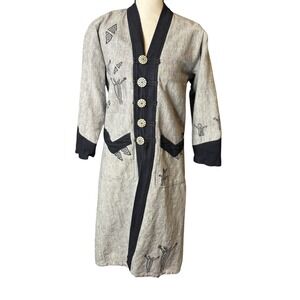 Venus Imports Nepal Cotton Tribal Embroidered Kimono Jacket Coat S Midi Art Wear